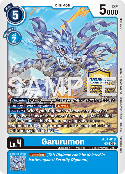 Kartu promo alt-art Garurumon AD1-010 hadiah juara Store Championships
