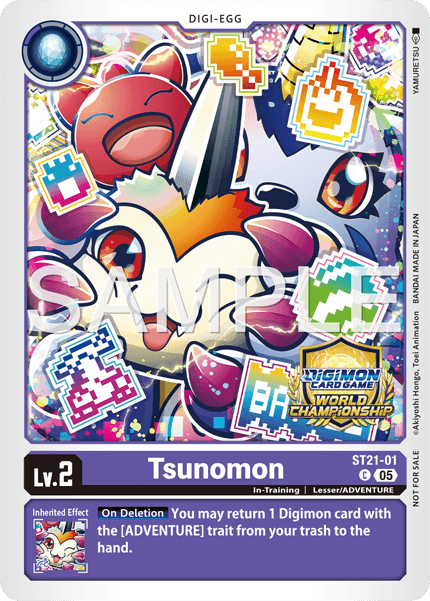 Kartu promo alt-art Tsunomon ST21-01 untuk Top 16