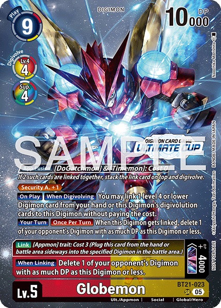 Kartu alt-art Globemon BT21-023 hadiah Top 4 Ultimate Cup 26-27 Season 2