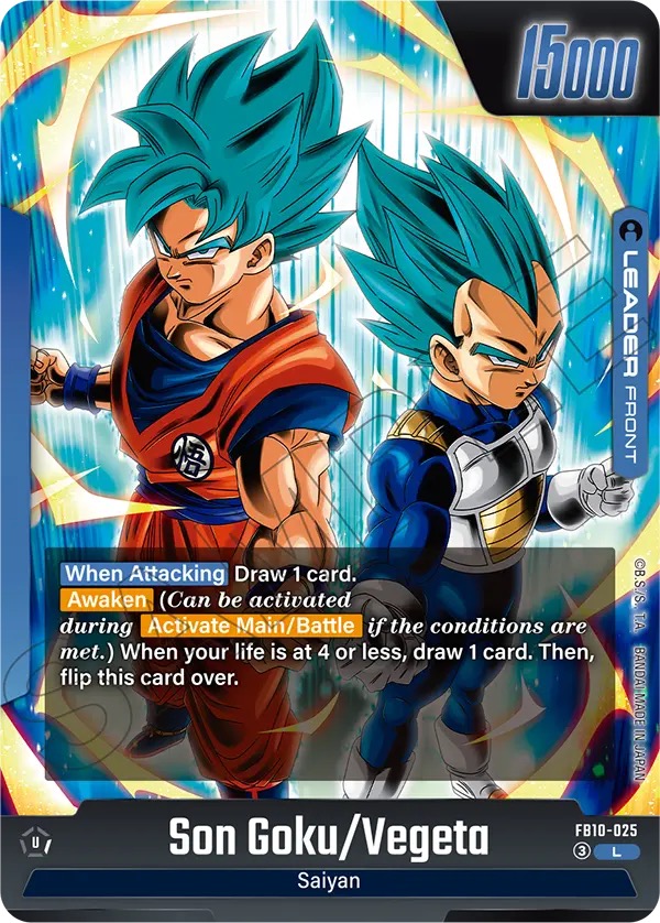 Kartu Leader FB10-025 Son Goku/Vegeta dari set Cross Force Fusion World