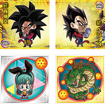Ilustrasi karakter Dragon Ball versi deformed pada lini Chou Senshi Sticker Wafers
