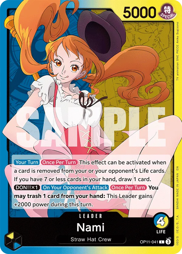 Kartu Leader Blue/Yellow Nami OP11-041