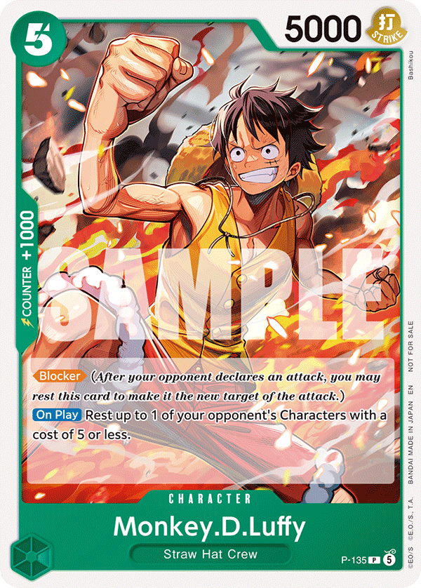 Kartu promo P-135 Monkey D. Luffy versi partisipasi