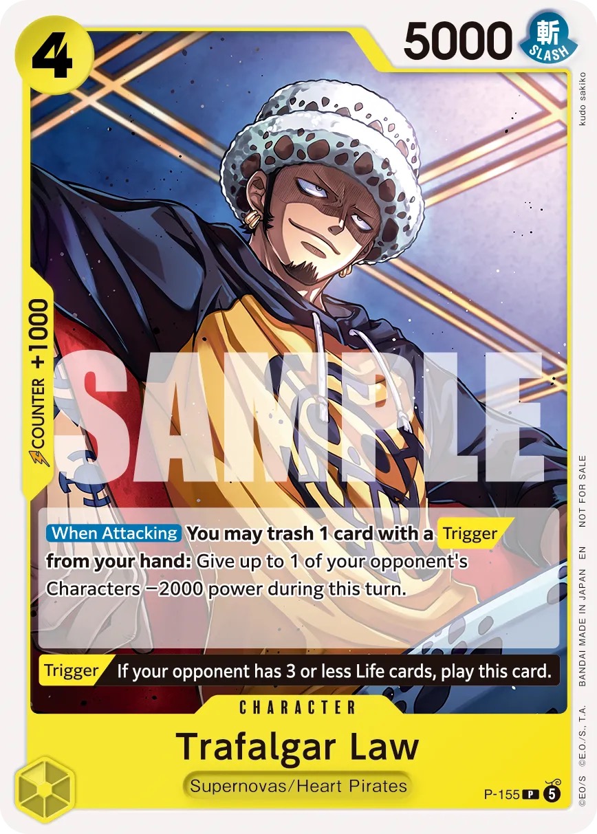 Kartu promo P-155 Trafalgar Law dari Pirates Party 2026 Vol. 2