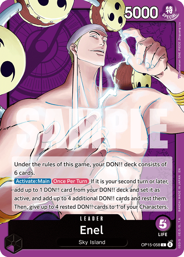 Kartu Leader OP15-058 Enel versi Purple One Piece Card Game