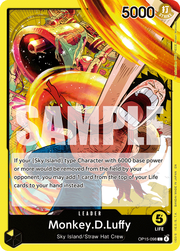 Kartu Leader Yellow Monkey D Luffy OP15-098 Sky Island