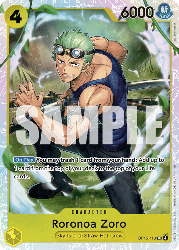 Kartu Roronoa Zoro OP15-113 versi Sky Island
