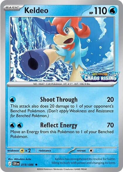 Kartu promo foil Delphox dari Chaos Rising Build and Battle Box