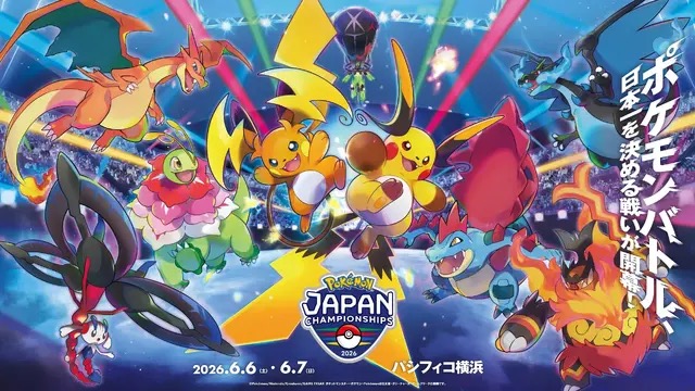 Visual pendukung Pokemon Japan Championships 2026 menampilkan Mega Raichu X dan Y