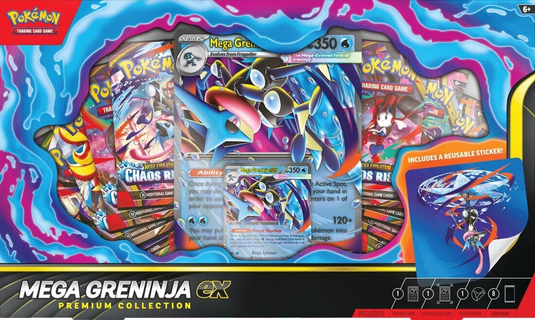 Render depan kotak Mega Greninja ex Premium Collection
