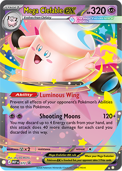 Kartu promo Mega Clefable ex dari Mega Moonlit Tin