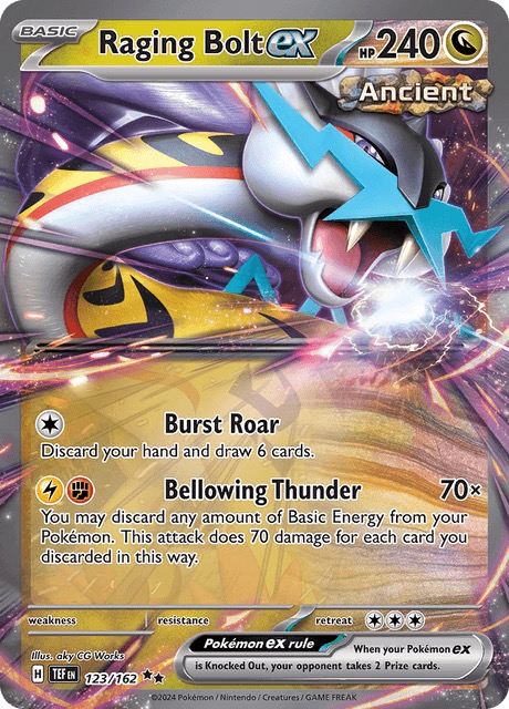 Kartu Raging Bolt ex dengan serangan Bellowing Thunder