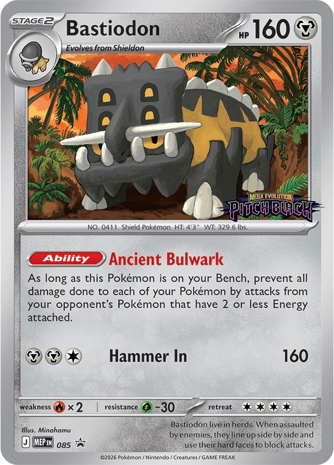 Kartu promo Prerelease Bastiodon dari Pitch Black Build and Battle Box