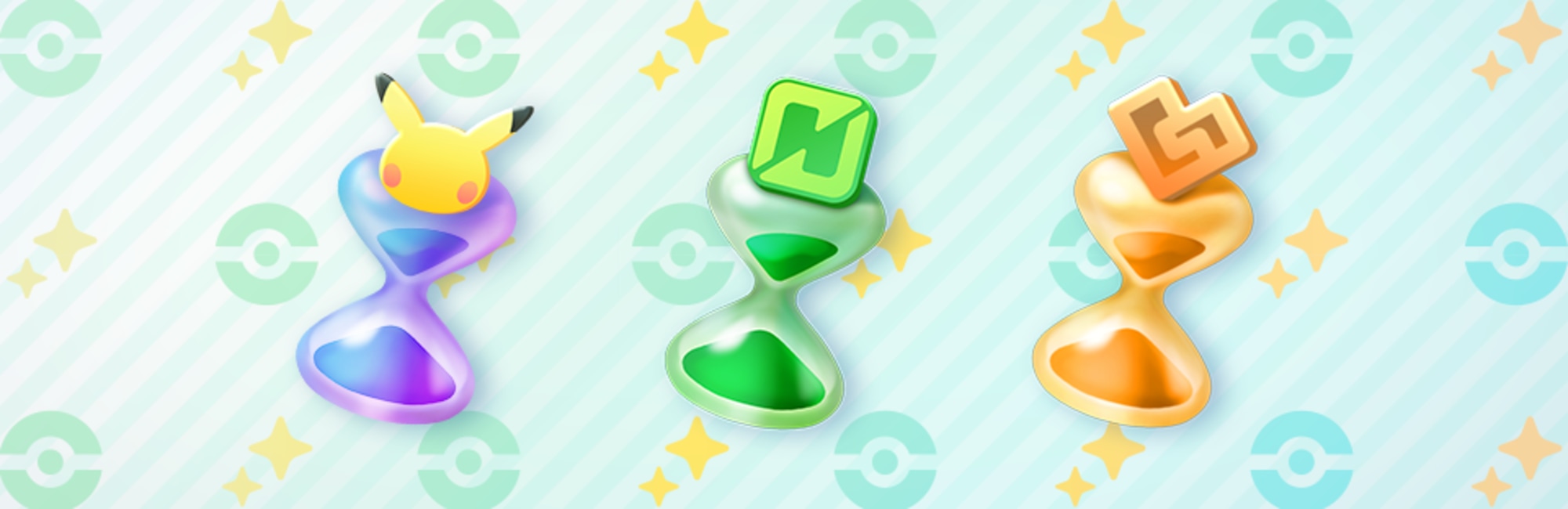 Tiga emblem hourglass bertema Everyday Wonders untuk hadiah event