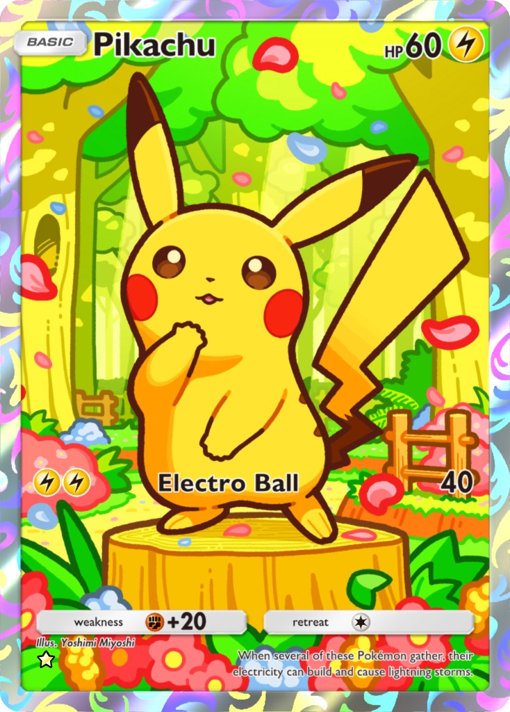 Kartu immersive Pikachu HP 60 dengan serangan Electro Ball dari ekspansi Everyday Wonders