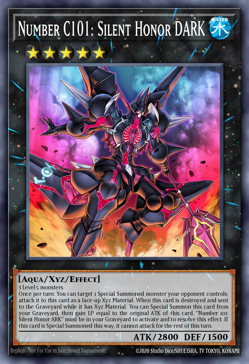 Kartu Number C101: Silent Honor DARK, monster Rank 5 bertipe Aqua Xyz dengan ATK 2800