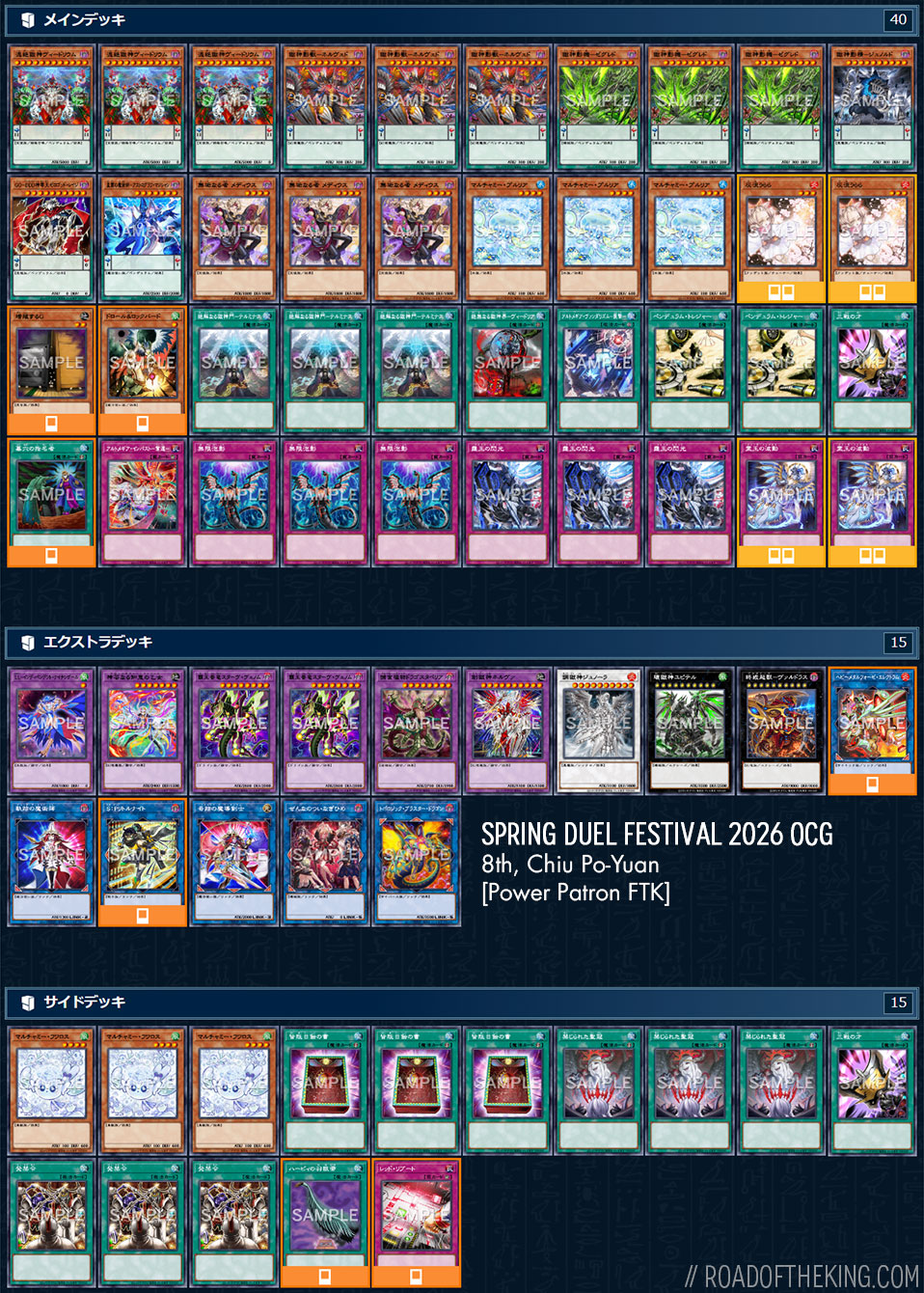 Decklist Power Patron FTK milik Chiu Po-Yuan, peringkat 8 Spring Duel Festival 2026 OCG